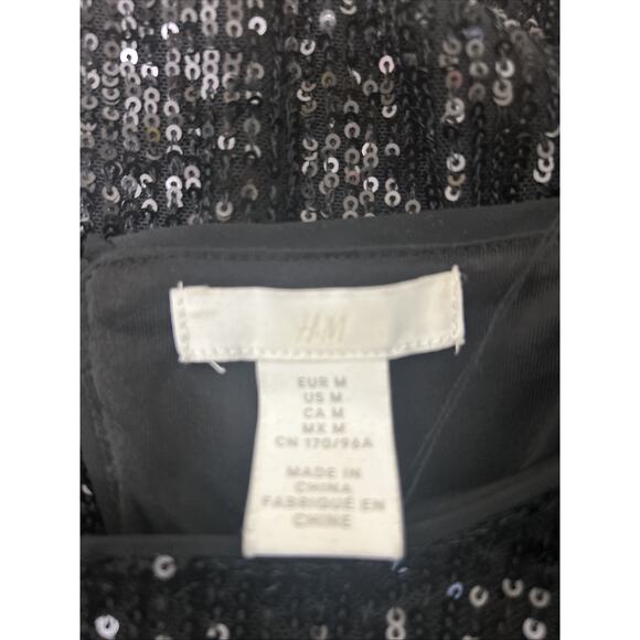H&M Black Sequin Shift Dress • Holiday Sparkle • New Year’s Eve Look Sz M - Picture 5 of 5